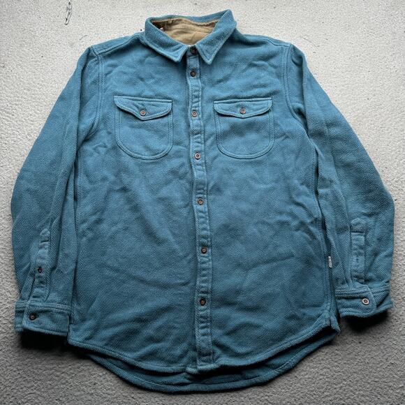Fayettechill Local Dave Shacket Powdered Steel Mens Large Flannel Pockets Blue - Picture 1 of 11